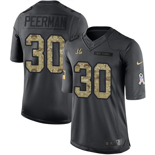 Nike Bengals #30 Cedric Peerman Black Men's Stitched NFL Limited 2016 Salute to Service Jersey